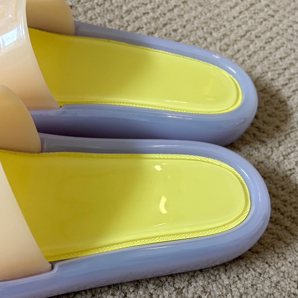 Tory Burch Yellow Lavender Cream Logo Jelly Slide Sandals - Picture 4 of 6